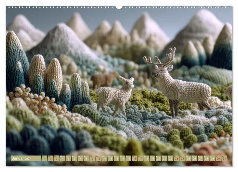 Textile Naturwelten. Amigurumi-Ökosysteme zZwischen Polarmeer und Savanne (CALVENDO Premium Wandkalender 2027)
