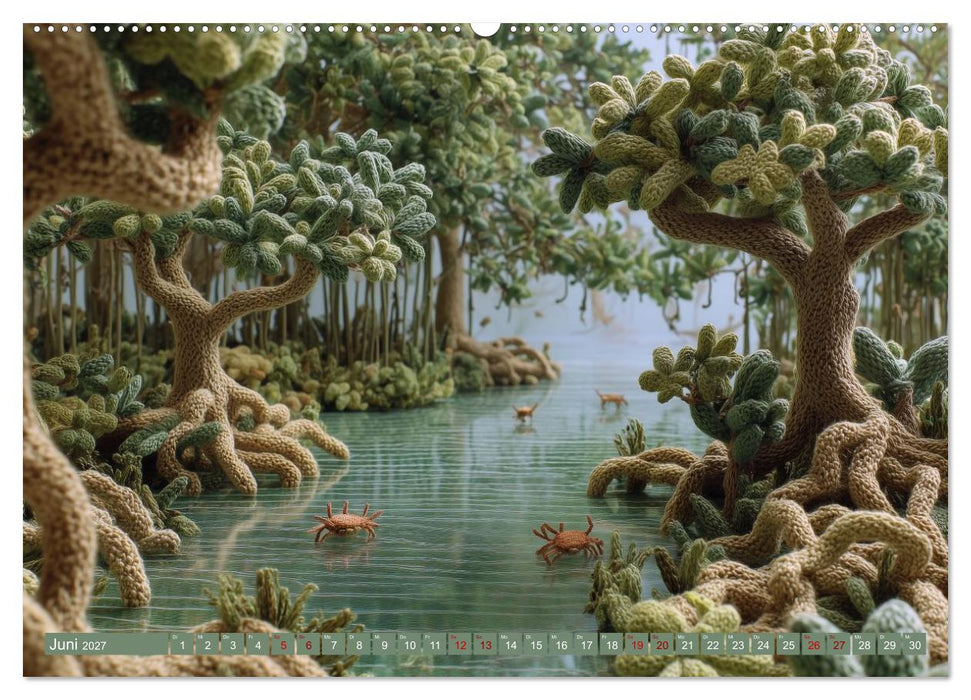 Textile Naturwelten. Amigurumi-Ökosysteme zZwischen Polarmeer und Savanne (CALVENDO Premium Wandkalender 2027)