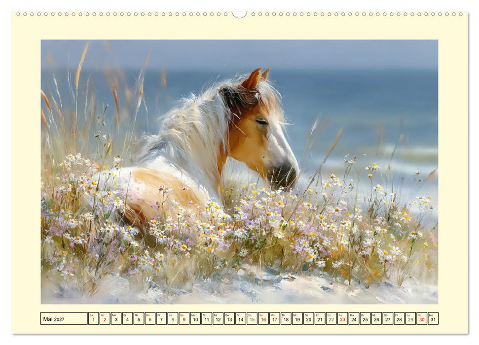 Hufe am Strand. Pferde im Schein des Küstenlichts (CALVENDO Wandkalender 2027)