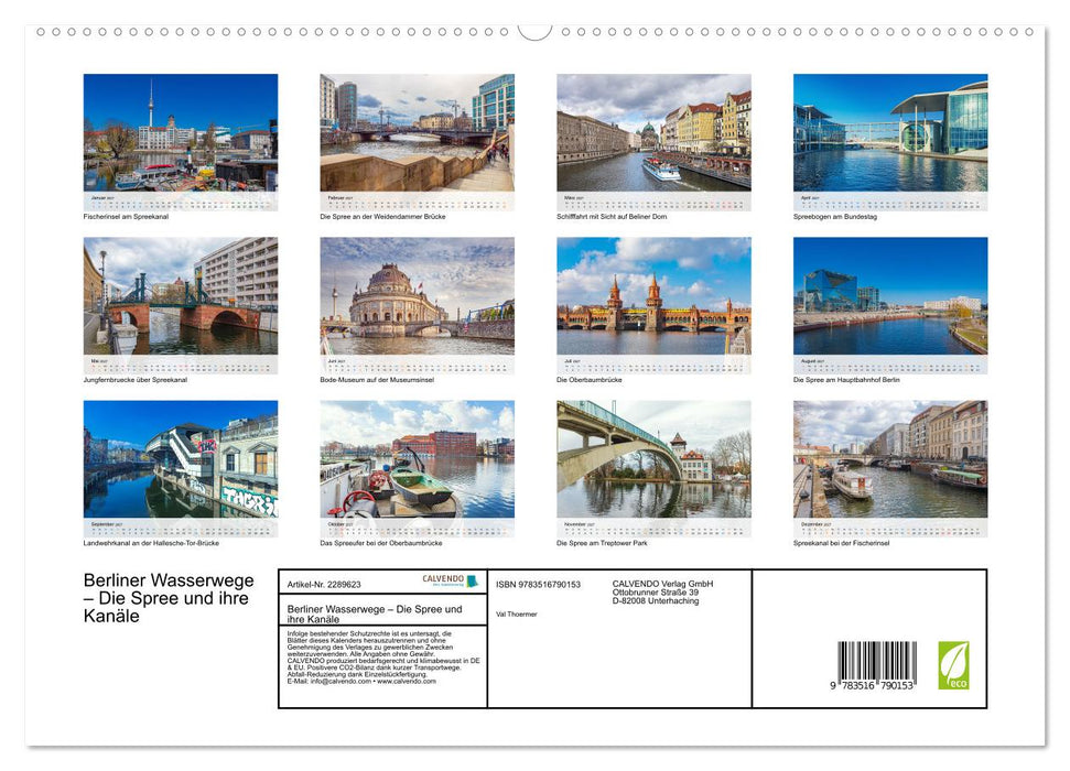 Berliner Wasserwege – Die Spree und ihre Kanäle (CALVENDO Premium Wandkalender 2027)