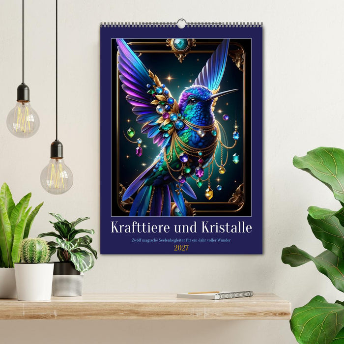 Krafttiere und Kristalle (CALVENDO Wandkalender 2027)