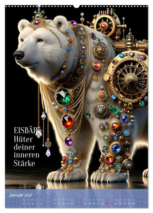 Krafttiere und Kristalle (CALVENDO Wandkalender 2027)