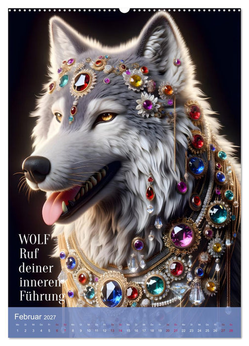 Krafttiere und Kristalle (CALVENDO Wandkalender 2027)