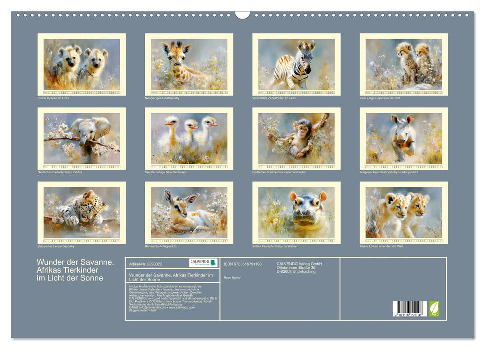 Wunder der Savanne. Afrikas Tierkinder im Licht der Sonne (CALVENDO Wandkalender 2027)