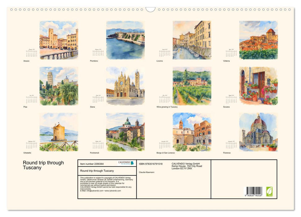 Round trip through Tuscany (CALVENDO Monthly Calendar 2027)