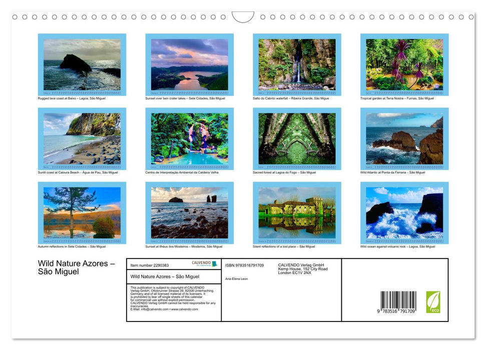 Wild Nature Azores – São Miguel (CALVENDO Monthly Calendar 2027)