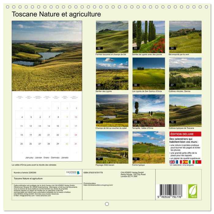 Toscane Nature et agriculture (CALVENDO Calendrier mensuel 2027)