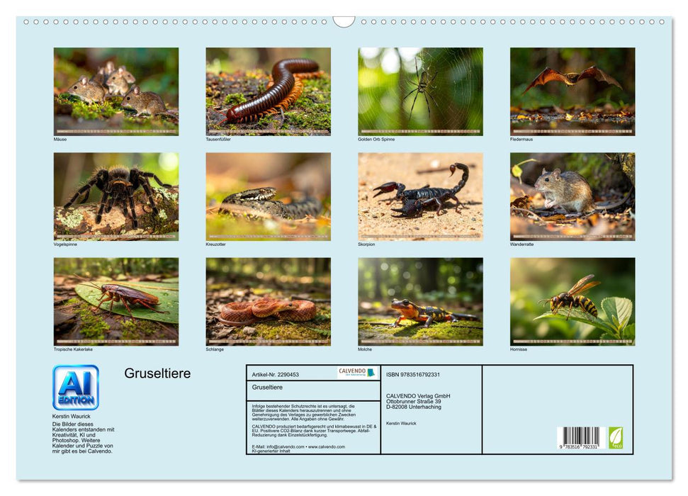 Gruseltiere (CALVENDO Wandkalender 2027)
