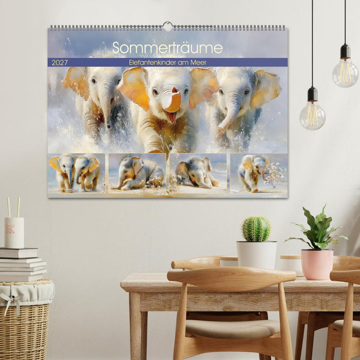 Sommerträume. Elefantenkinder am Meer (CALVENDO Wandkalender 2027)