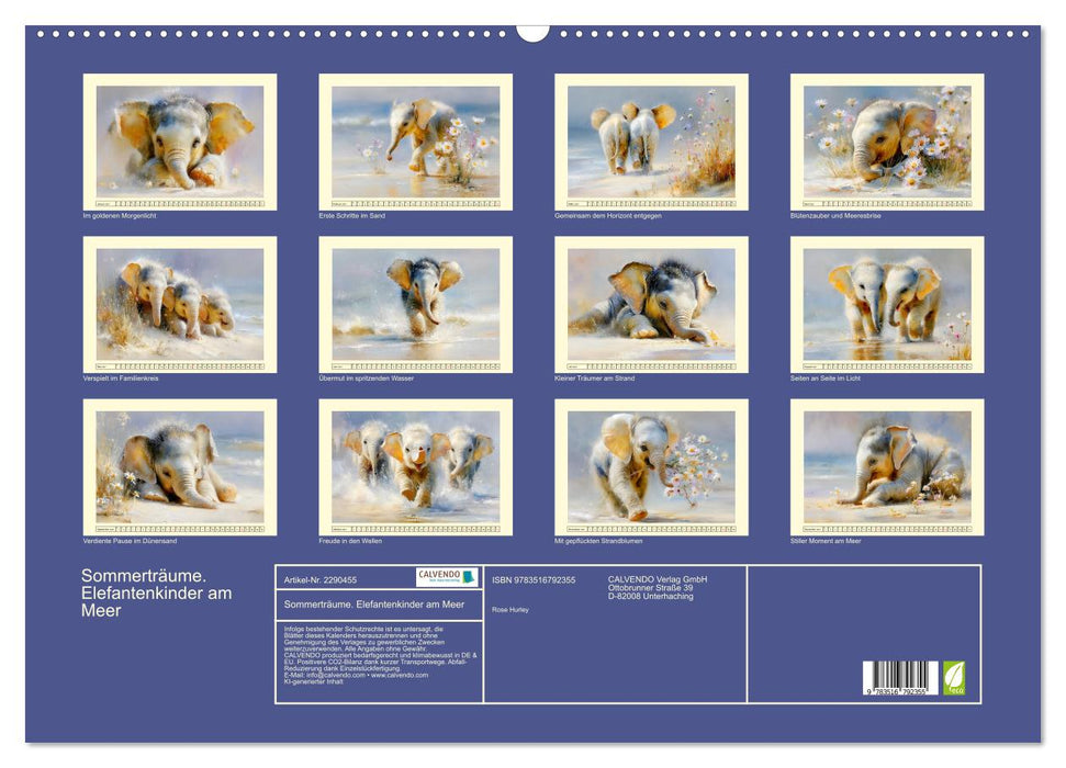 Sommerträume. Elefantenkinder am Meer (CALVENDO Wandkalender 2027)