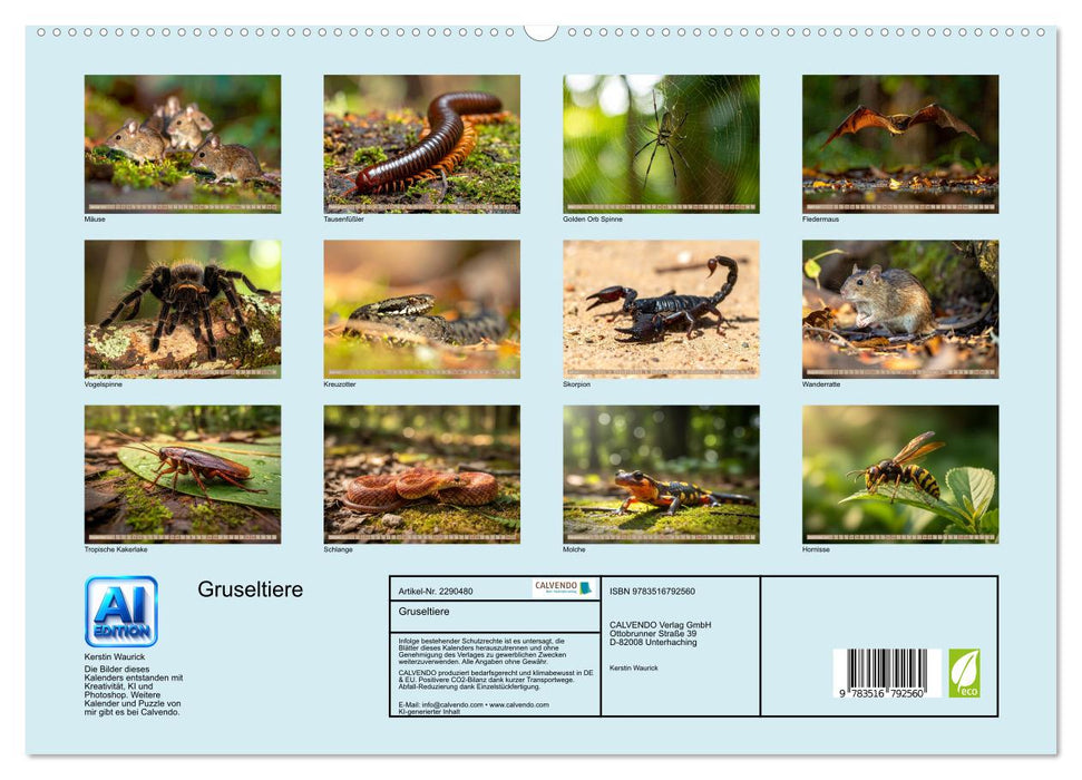 Gruseltiere (CALVENDO Premium Wandkalender 2027)