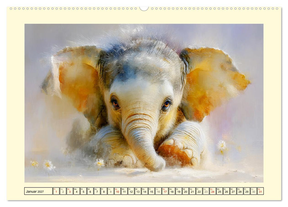 Sommerträume. Elefantenkinder am Meer (CALVENDO Premium Wandkalender 2027)