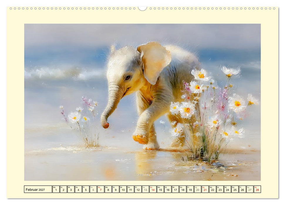Sommerträume. Elefantenkinder am Meer (CALVENDO Premium Wandkalender 2027)