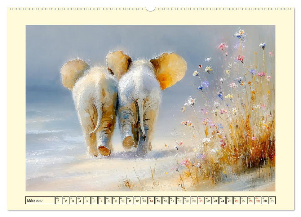 Sommerträume. Elefantenkinder am Meer (CALVENDO Premium Wandkalender 2027)