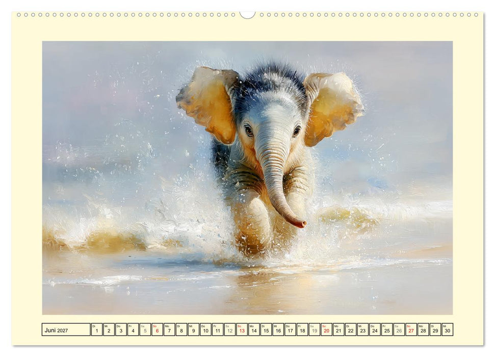 Sommerträume. Elefantenkinder am Meer (CALVENDO Premium Wandkalender 2027)
