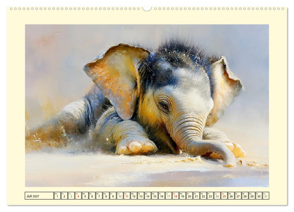 Sommerträume. Elefantenkinder am Meer (CALVENDO Premium Wandkalender 2027)