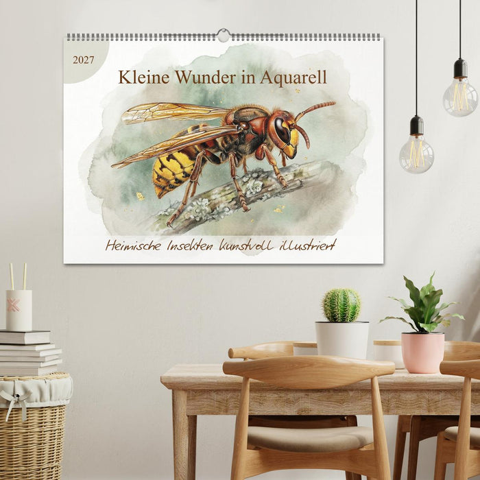 Kleine Wunder in Aquarell - Heimische Insekten kunstvoll illustriert (CALVENDO Wandkalender 2027)