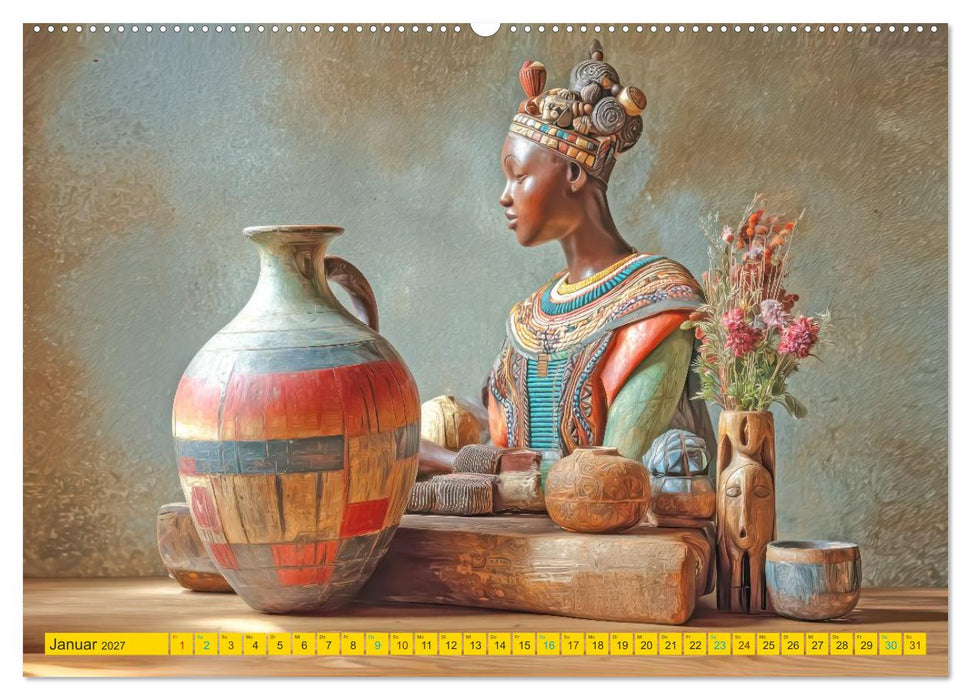 Afrikanische Stillleben - Der afrikanischen Kunst nachempfunden (CALVENDO Premium Wandkalender 2027)