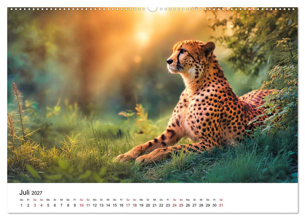 Eleganz und Instinkt - die beeindruckende Welt der Geparden (CALVENDO Premium Wandkalender 2027)