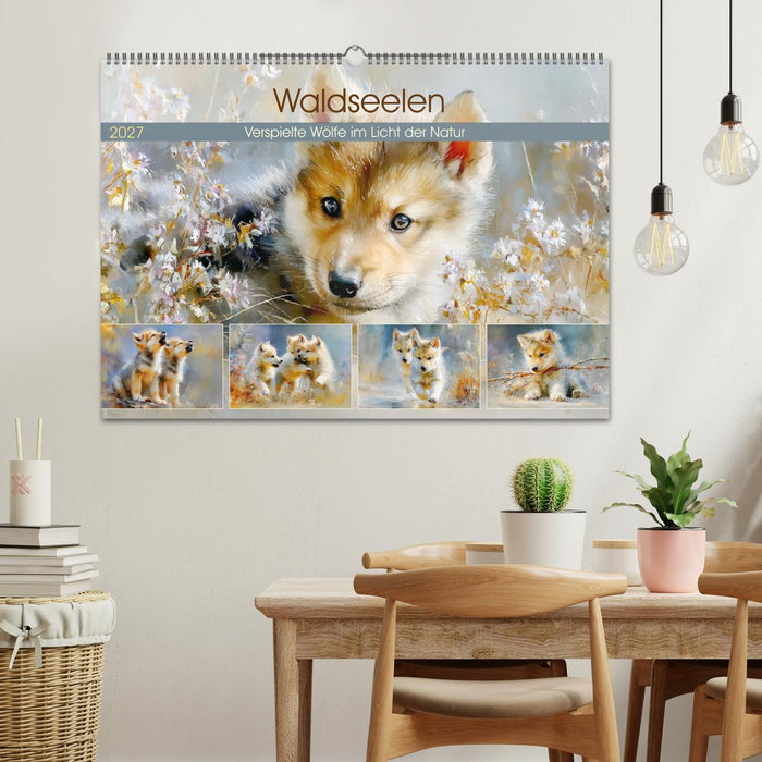 Waldseelen. Verspielte Wölfe im Licht der Natur (CALVENDO Wandkalender 2027)