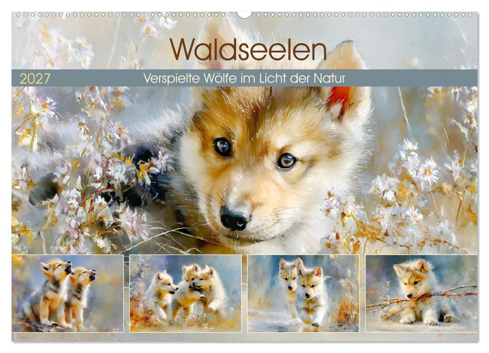 Waldseelen. Verspielte Wölfe im Licht der Natur (CALVENDO Wandkalender 2027)