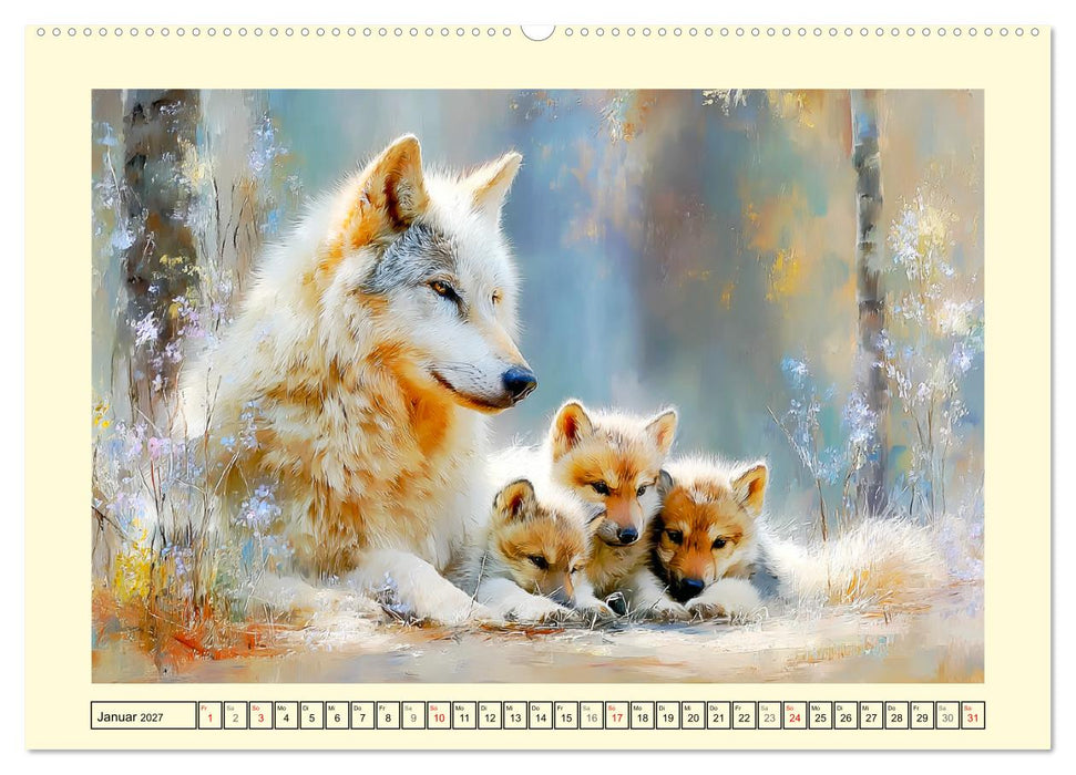 Waldseelen. Verspielte Wölfe im Licht der Natur (CALVENDO Wandkalender 2027)