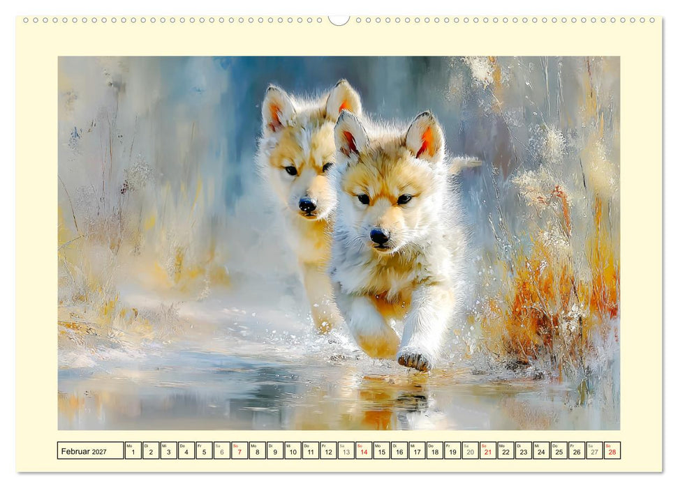Waldseelen. Verspielte Wölfe im Licht der Natur (CALVENDO Wandkalender 2027)