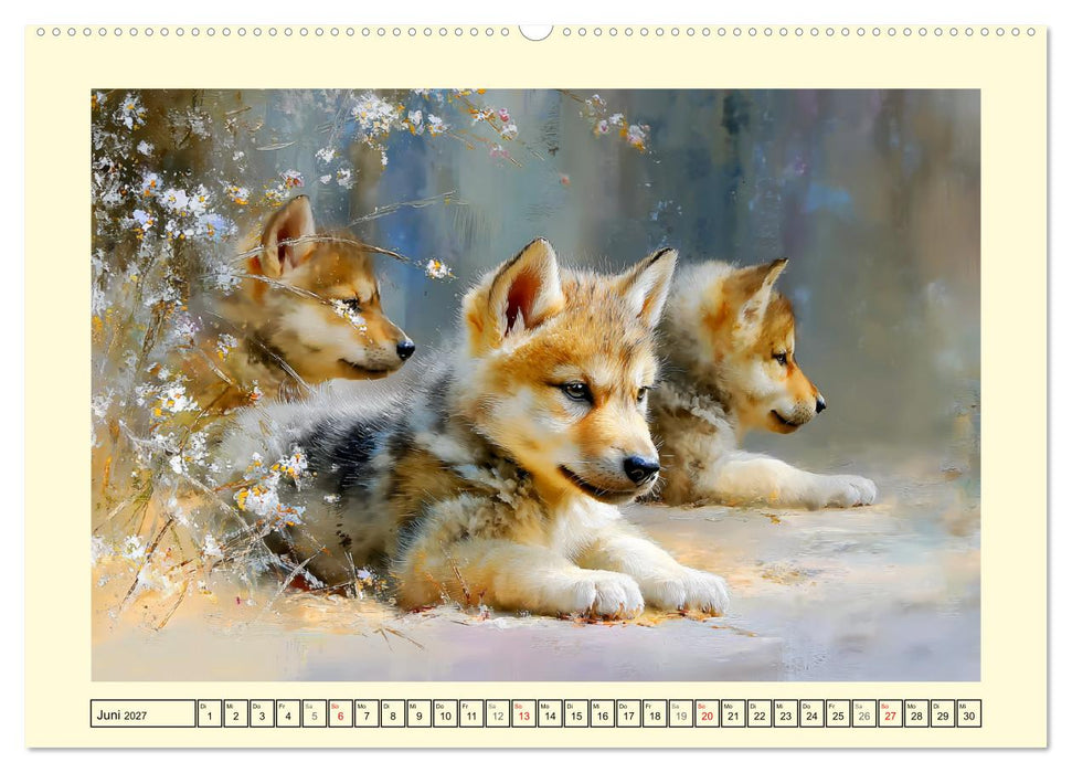 Waldseelen. Verspielte Wölfe im Licht der Natur (CALVENDO Wandkalender 2027)