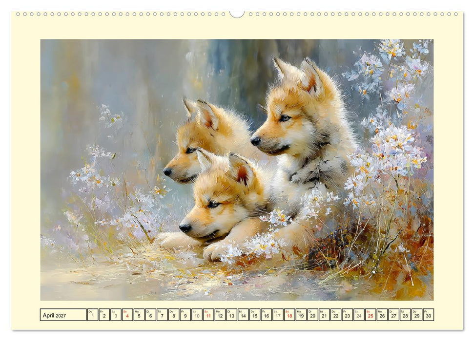 Waldseelen. Verspielte Wölfe im Licht der Natur (CALVENDO Premium Wandkalender 2027)