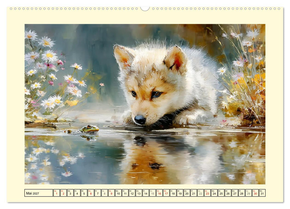 Waldseelen. Verspielte Wölfe im Licht der Natur (CALVENDO Premium Wandkalender 2027)