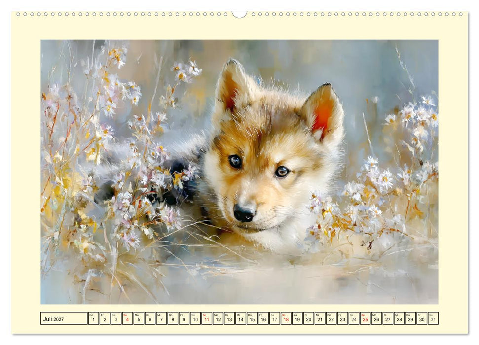 Waldseelen. Verspielte Wölfe im Licht der Natur (CALVENDO Premium Wandkalender 2027)