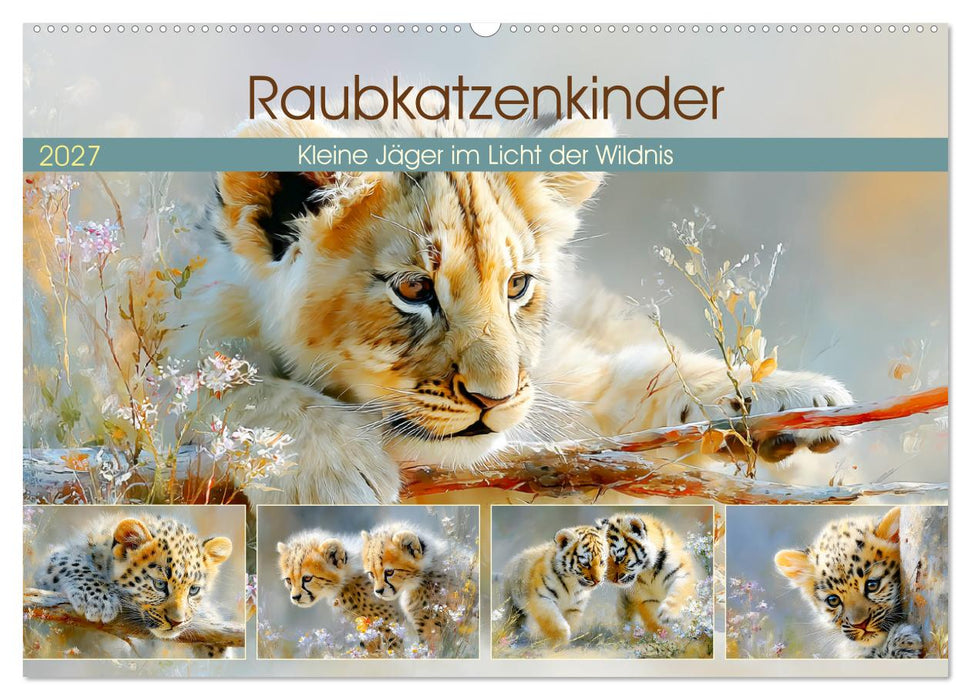 Raubkatzenkinder. Kleine Jäger im Licht der Wildnis (CALVENDO Wandkalender 2027)