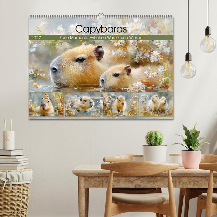 Capybaras. Zarte Momente zwischen Wasser und Wiesen (CALVENDO Wandkalender 2027)