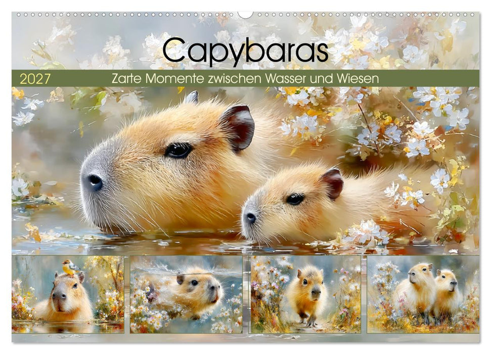 Capybaras. Zarte Momente zwischen Wasser und Wiesen (CALVENDO Wandkalender 2027)