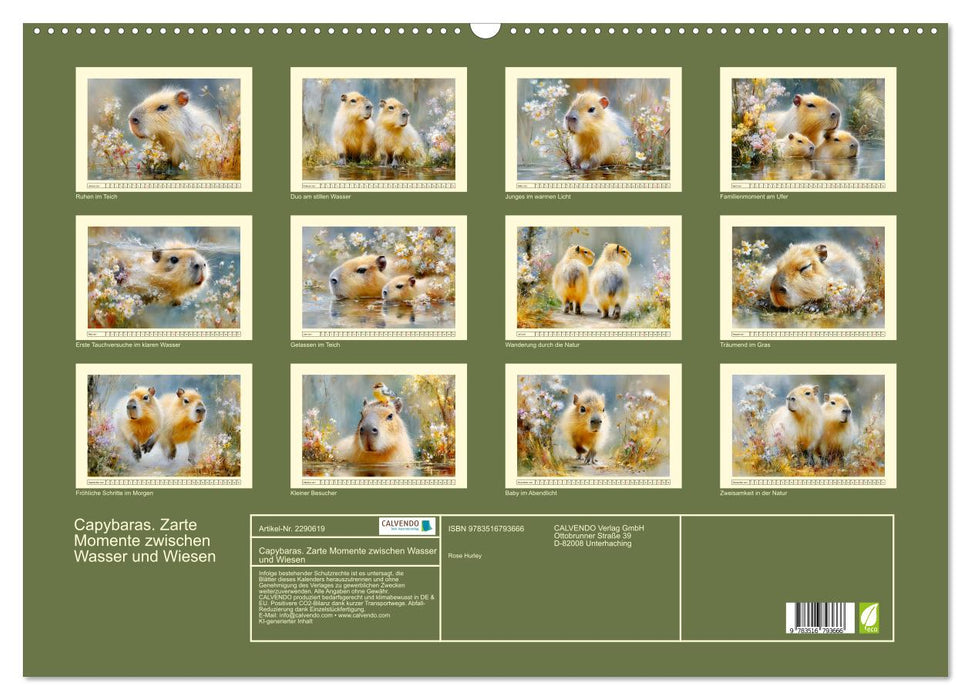 Capybaras. Zarte Momente zwischen Wasser und Wiesen (CALVENDO Wandkalender 2027)