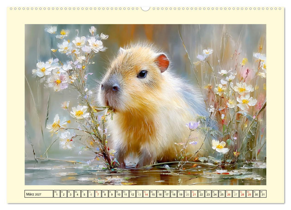 Capybaras. Zarte Momente zwischen Wasser und Wiesen (CALVENDO Wandkalender 2027)