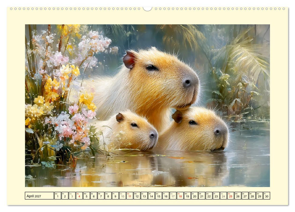 Capybaras. Zarte Momente zwischen Wasser und Wiesen (CALVENDO Wandkalender 2027)