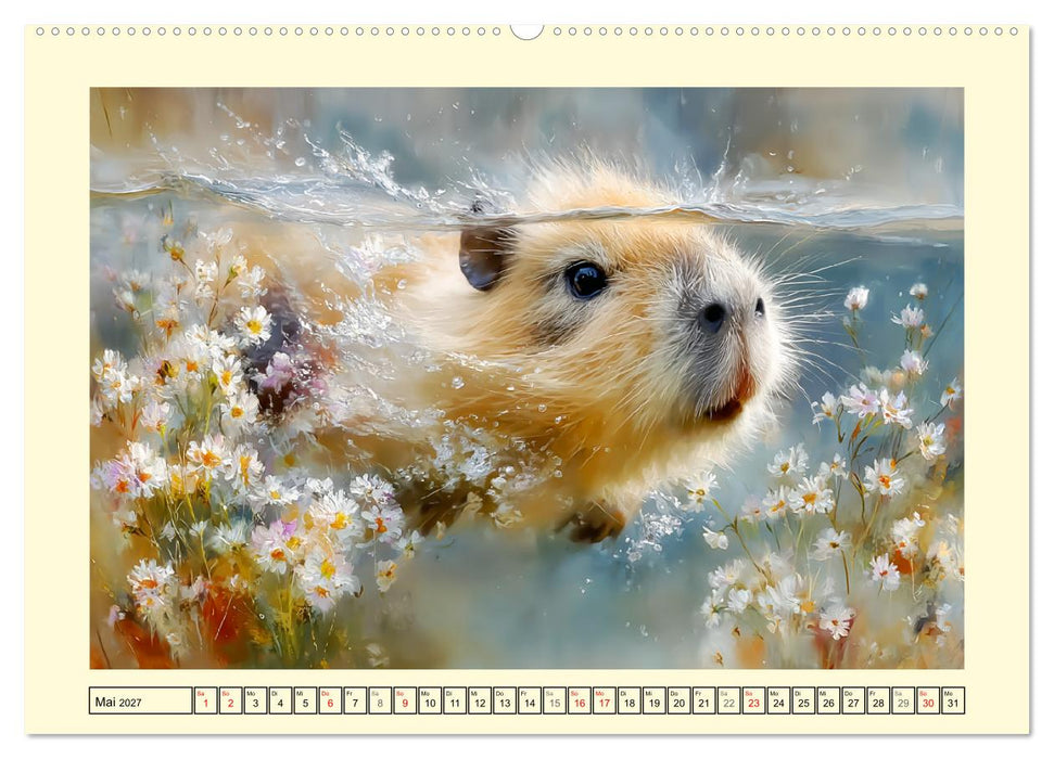 Capybaras. Zarte Momente zwischen Wasser und Wiesen (CALVENDO Wandkalender 2027)