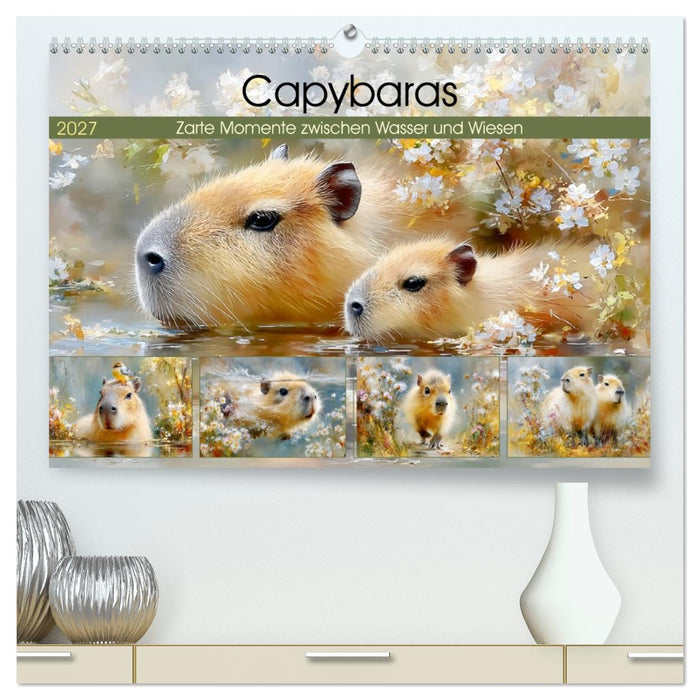 Capybaras. Zarte Momente zwischen Wasser und Wiesen (CALVENDO Premium Wandkalender 2027)