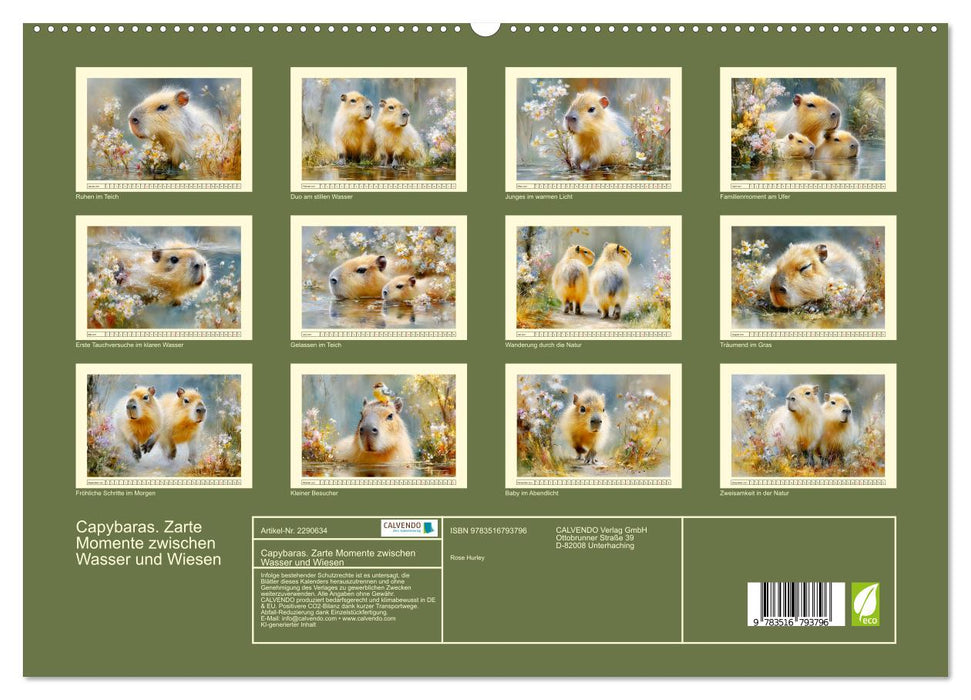 Capybaras. Zarte Momente zwischen Wasser und Wiesen (CALVENDO Premium Wandkalender 2027)
