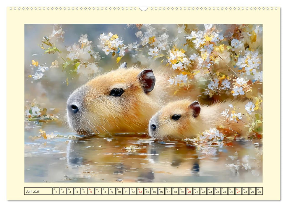 Capybaras. Zarte Momente zwischen Wasser und Wiesen (CALVENDO Premium Wandkalender 2027)