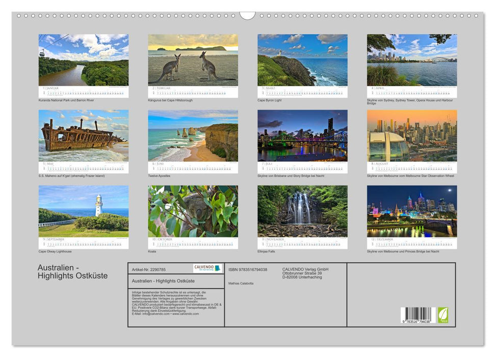 Australien - Highlights Ostküste (CALVENDO Wandkalender 2027)