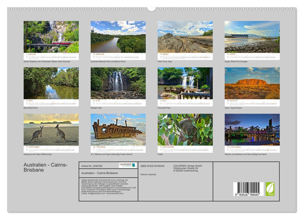 Australien - Cairns-Brisbane (CALVENDO Premium Wandkalender 2027)