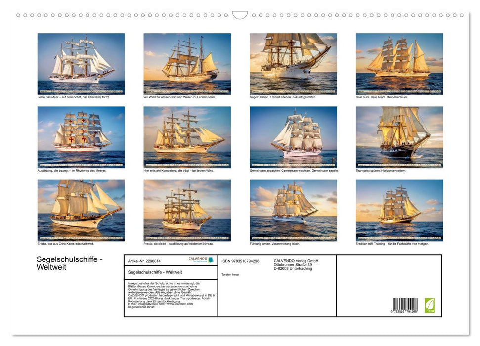 Segelschulschiffe - Weltweit (CALVENDO Wandkalender 2027)
