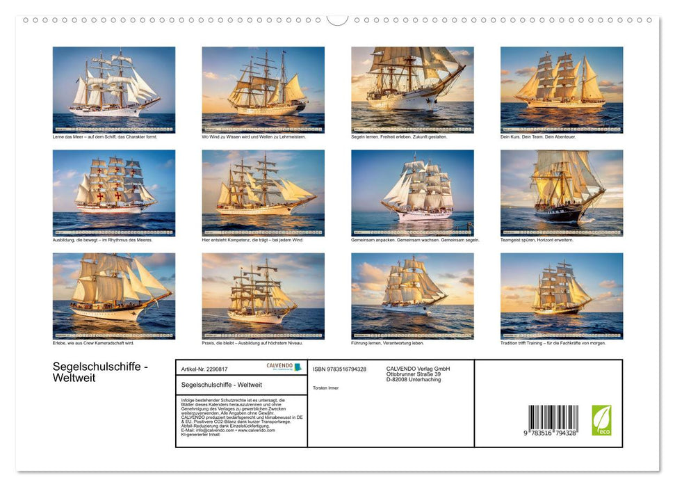 Segelschulschiffe - Weltweit (CALVENDO Premium Wandkalender 2027)