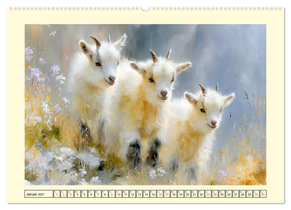 Zwergziegen. Kleine Wirbelwinde im Sonnenschein (CALVENDO Premium Wandkalender 2027)