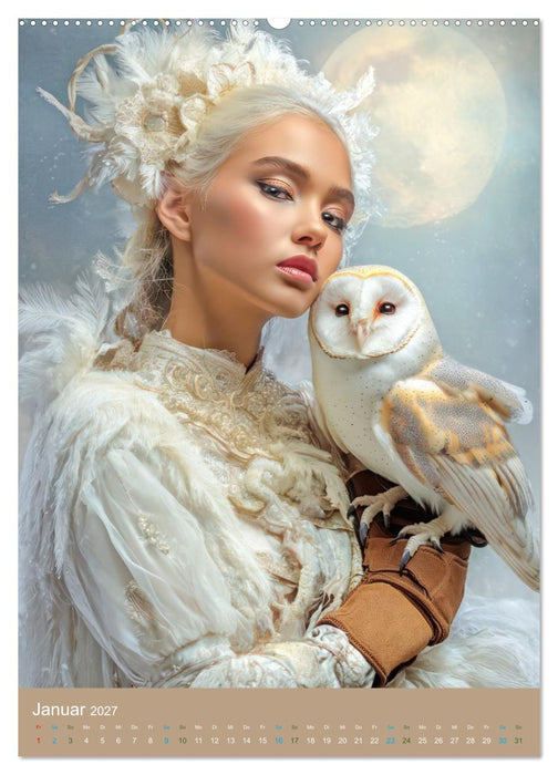 Liebevolle Vogelfreunde - Edle Frauen (CALVENDO Premium Wandkalender 2027)