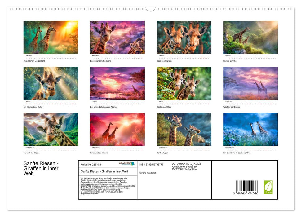 Sanfte Riesen - Giraffen in ihrer Welt (CALVENDO Premium Wandkalender 2027)