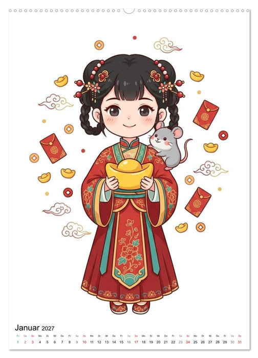 Chinesische Tierkreiskinder (CALVENDO Premium Wandkalender 2027)