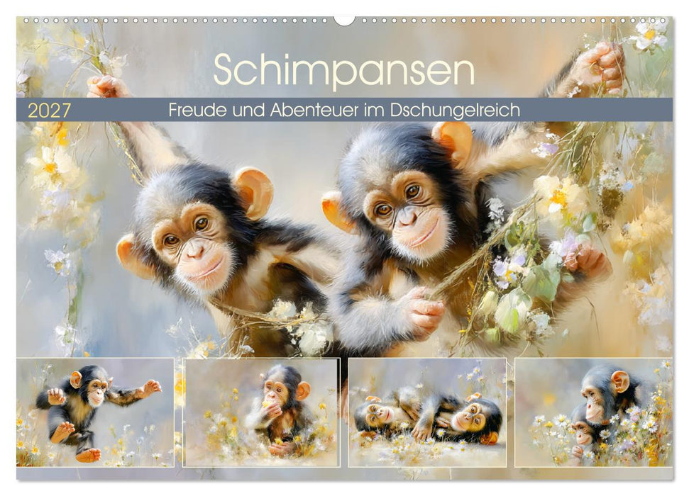 Schimpansen. Freude und Abenteuer im Dschungelreich (CALVENDO Wandkalender 2027)